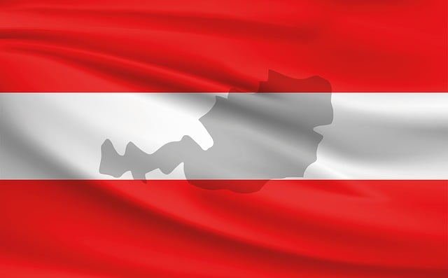 austria, flag, banner, red, white, map, outline